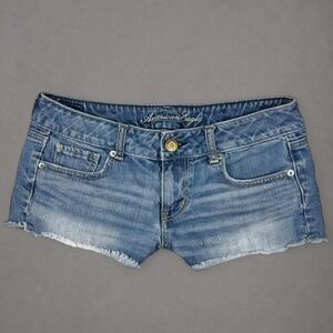 y2k American Eagle low rise blue denim shorts size 4